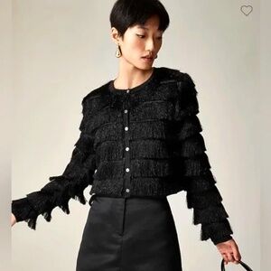 NWT J CREW Fringe Cardigan w  Metallic Yarn Medium